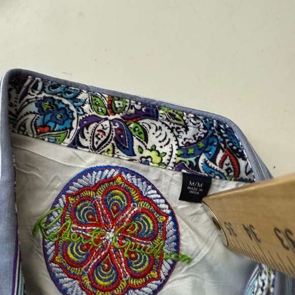Robert Graham Designer Painters Flip Cuff Embroidered Dress Shirt Mens MEDIUM - Picture 5 of 8